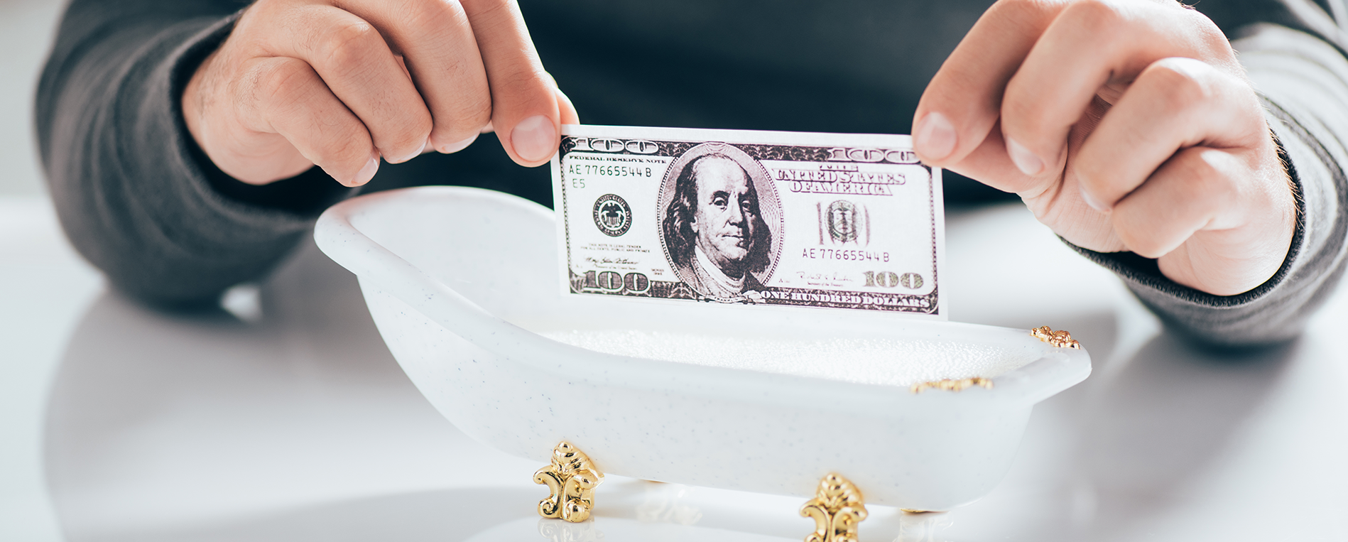 bathtub with money in it for blog header