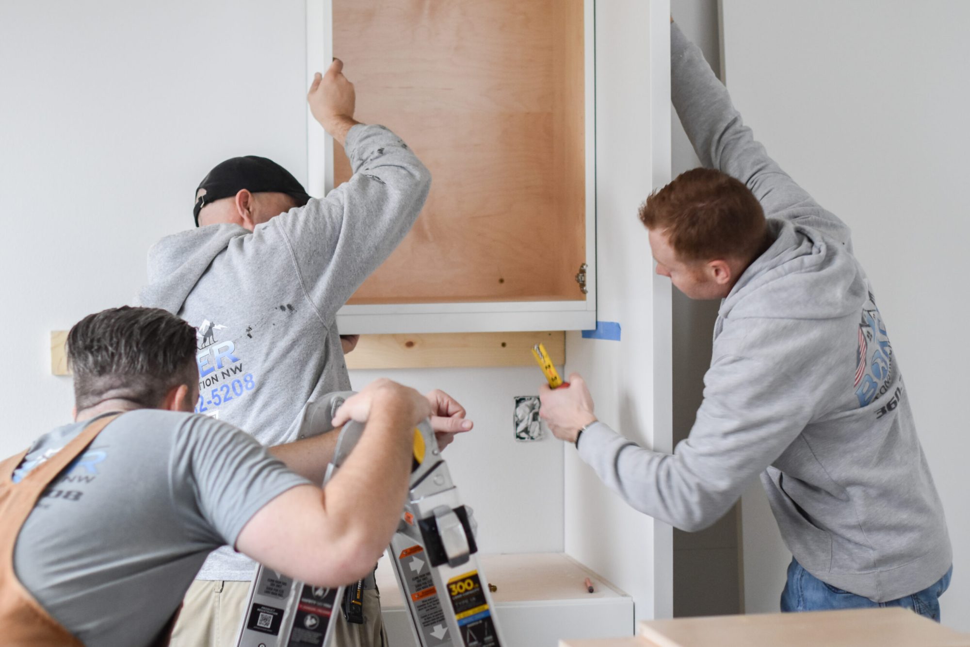 Matt Puhr and staff from boxer construction nw at new home replacement remodel project on jobsite in port orchard wa